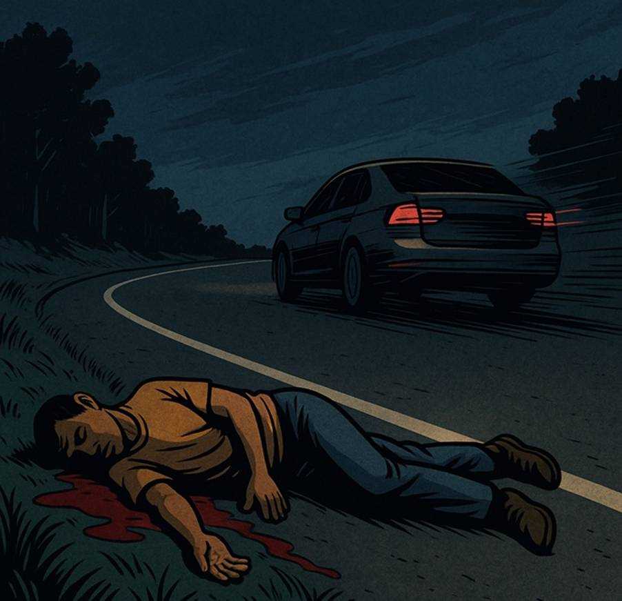 A person lying on the side of a road with a car in the background
AI-generated content may be incorrect.